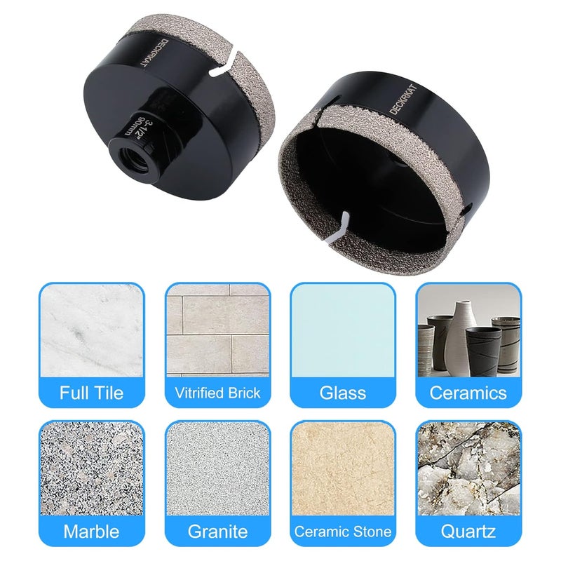 DECKRKAT Diamond Hole Saw, 3-1/2" Hole Saw for Tiles Granite Marble Ceramic Glass Porcelain, 90mm Core Drill Bit with 5/8-11 Thread for Angle Grinders & Wet Polishers - Image 3